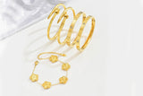 5Pcs Stainless Steel Open Cuff Bracelets Set