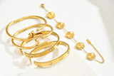 5Pcs Stainless Steel Open Cuff Bracelets Set