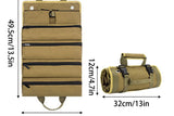 Hardware Tool Storage Bag Roll Up Tool Bag with Detachable Zipper Pouch