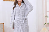 Towelling Wrap Bathrobe Thickened Coral Fleece Wrap Terry Toweling Dressing Gown Robe