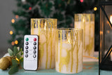 3Pcs LED Electronic Candle Lights Gold with Elk Lampshades