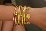 5Pcs Stainless Steel Open Cuff Bracelets Set