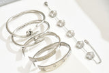 5Pcs Stainless Steel Open Cuff Bracelets Set