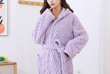 Towelling Wrap Bathrobe Thickened Coral Fleece Wrap Terry Toweling Dressing Gown Robe
