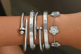 5Pcs Stainless Steel Open Cuff Bracelets Set