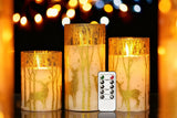 3Pcs LED Electronic Candle Lights Gold with Elk Lampshades