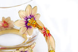 Colorful Flower Glass Teacup with Spoon