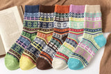 5 Pairs Winter Warm Knitting Women Socks Vintage Style Soft Thick Socks