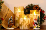 3Pcs LED Electronic Candle Lights Gold with Elk Lampshades