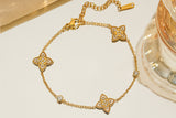 Elegant Steel Clover Charm Bracelet