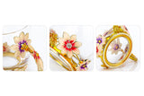 Colorful Flower Glass Teacup with Spoon