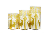 3Pcs LED Electronic Candle Lights Gold with Elk Lampshades