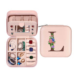 Initial Letter Travel Jewelry Box Jewelry Organizer Case with Mirror