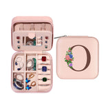 Initial Letter Travel Jewelry Box Jewelry Organizer Case with Mirror