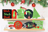 Set of 9Pcs Christmas Grinch Tiered Tray Decoration Xmas Farmhouse Table Sign