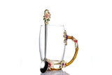 Colorful Flower Glass Teacup with Spoon