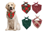 4Pcs Snowflakes Christmas Dog Bandana Buffalo Plaid Pet Scarf Dog Triangle Bandana