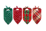 4Pcs Snowflakes Christmas Dog Bandana Buffalo Plaid Pet Scarf Dog Triangle Bandana