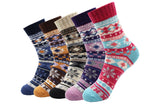 5 Pairs Winter Warm Knitting Women Socks Vintage Style Soft Thick Socks