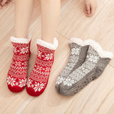 2 Pairs Women's Snowflake Fuzzy Slipper Socks