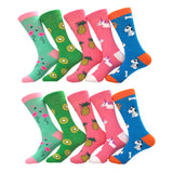 5 Pairs of Women Novelty Socks Fruit Animal Floral Pattern Socks Set