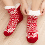 2 Pairs Women's Snowflake Fuzzy Slipper Socks