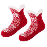 2 Pairs Women's Snowflake Fuzzy Slipper Socks