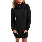 Women's Turtleneck Knited Sweaters Dress
