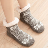 2 Pairs Women's Snowflake Fuzzy Slipper Socks