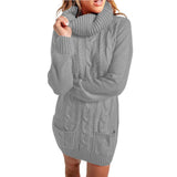 Women's Turtleneck Knited Sweaters Dress
