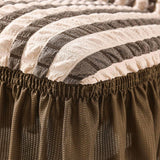 4Pcs Soft Seersucker Fabric Removable Chair Covers with Lace Skirt