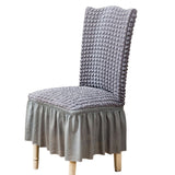 4Pcs Soft Seersucker Fabric Removable Chair Covers with Lace Skirt