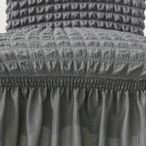 4Pcs Soft Seersucker Fabric Removable Chair Covers with Lace Skirt