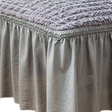 4Pcs Soft Seersucker Fabric Removable Chair Covers with Lace Skirt