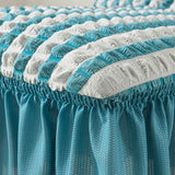 4Pcs Soft Seersucker Fabric Removable Chair Covers with Lace Skirt
