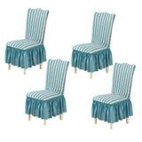 4Pcs Soft Seersucker Fabric Removable Chair Covers with Lace Skirt