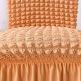 4Pcs Soft Seersucker Fabric Removable Chair Covers with Lace Skirt