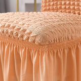 4Pcs Soft Seersucker Fabric Removable Chair Covers with Lace Skirt