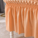 4Pcs Soft Seersucker Fabric Removable Chair Covers with Lace Skirt