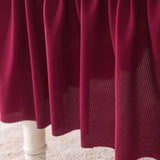 4Pcs Soft Seersucker Fabric Removable Chair Covers with Lace Skirt