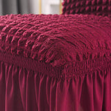 4Pcs Soft Seersucker Fabric Removable Chair Covers with Lace Skirt