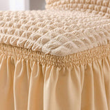 4Pcs Soft Seersucker Fabric Removable Chair Covers with Lace Skirt