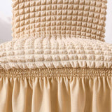 4Pcs Soft Seersucker Fabric Removable Chair Covers with Lace Skirt