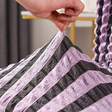 4Pcs Soft Seersucker Fabric Removable Chair Covers with Lace Skirt