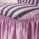 4Pcs Soft Seersucker Fabric Removable Chair Covers with Lace Skirt