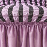 4Pcs Soft Seersucker Fabric Removable Chair Covers with Lace Skirt