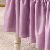 4Pcs Soft Seersucker Fabric Removable Chair Covers with Lace Skirt