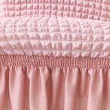 4Pcs Soft Seersucker Fabric Removable Chair Covers with Lace Skirt