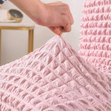4Pcs Soft Seersucker Fabric Removable Chair Covers with Lace Skirt
