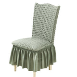 4Pcs Soft Seersucker Fabric Removable Chair Covers with Lace Skirt